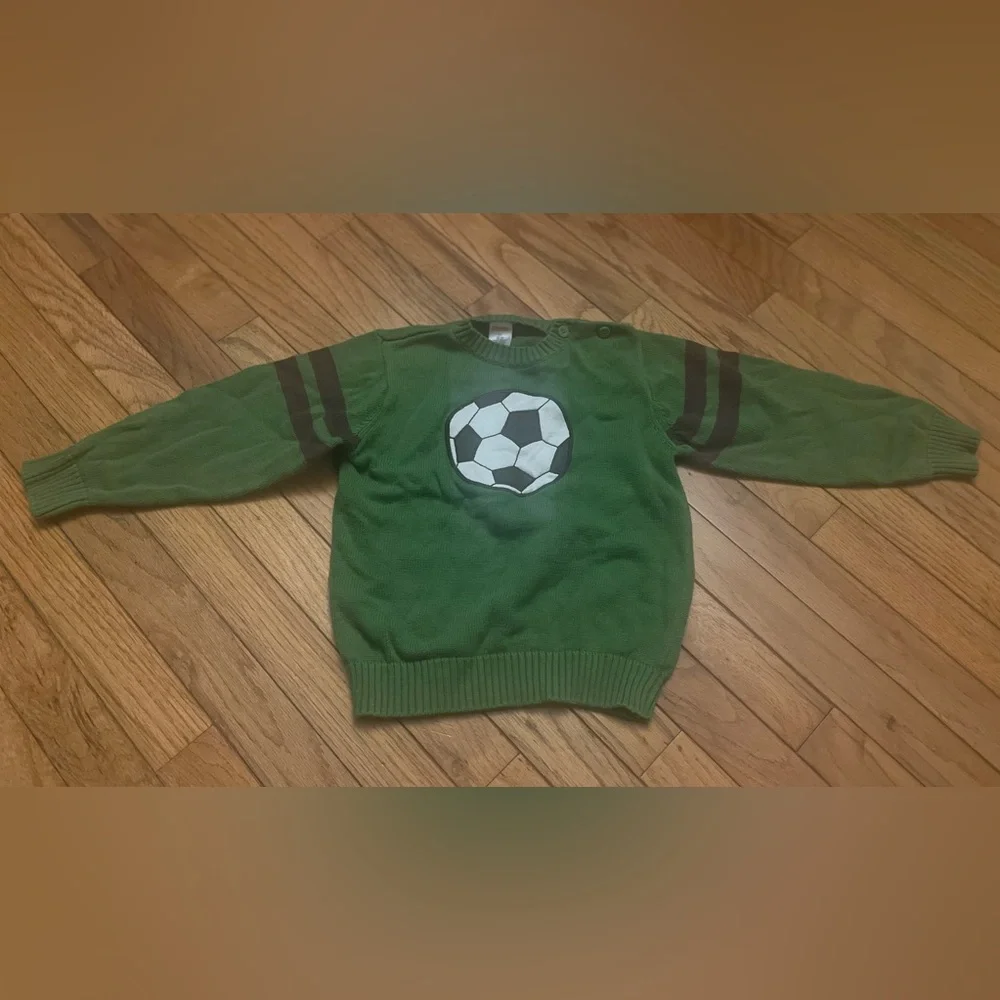 Gymboree Green Kids Sweater with Soccer Ball Applique and Buttons Boys Size 5T